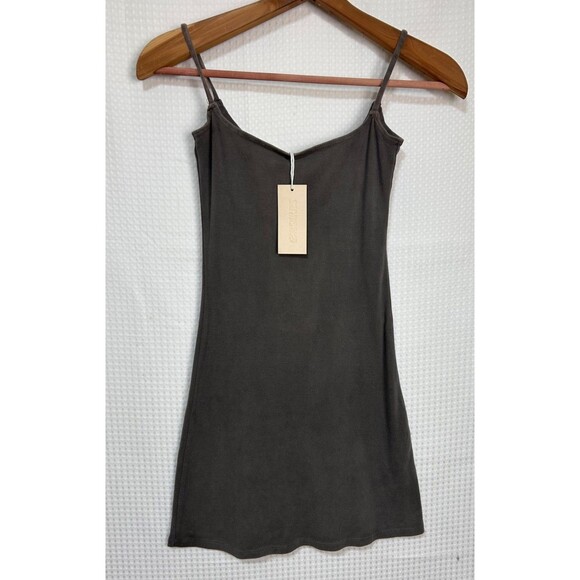 NWT Groceries Apparel Taupe Size Small 100% Organic Tank Mini Dress Dyed g - Picture 1 of 13